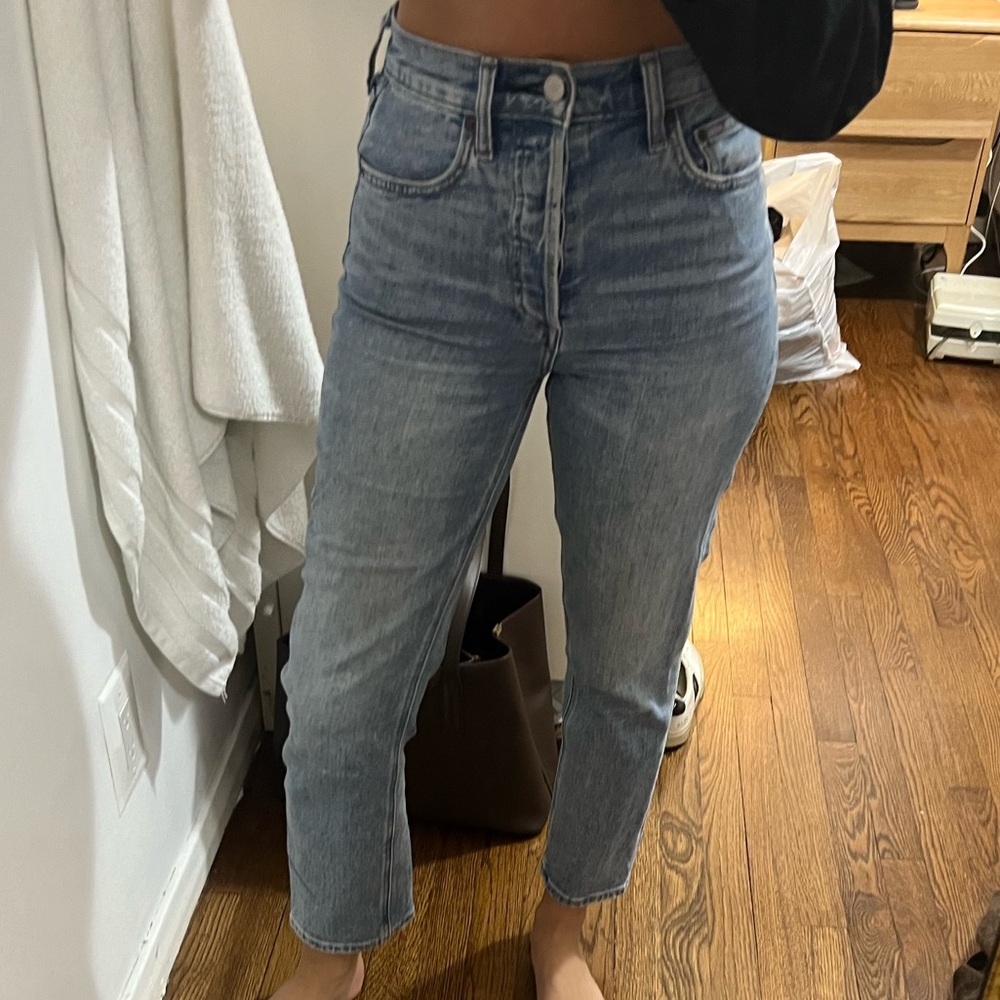 Aritzia Denim Forum Arlo High-Rise Light Blue Denim Jeans
